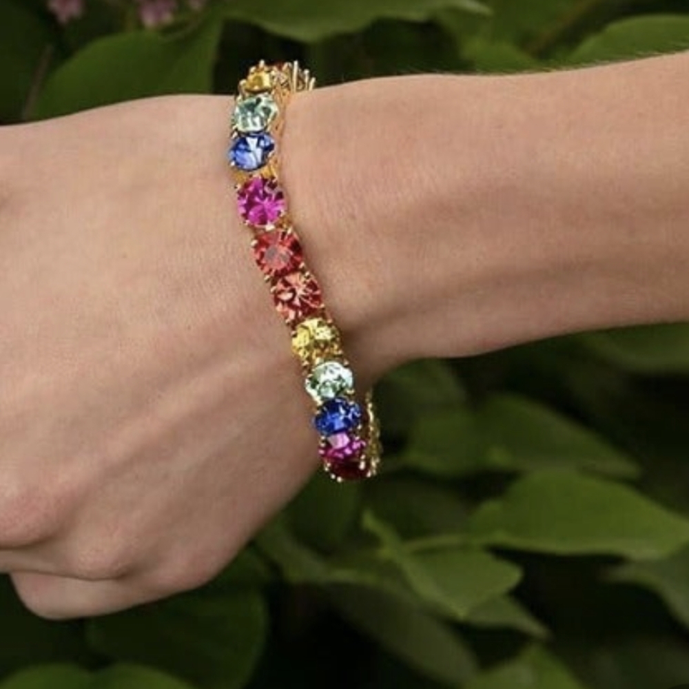 Park Lane Rainbow Impression Bracelet, Golf tone, multi colored CZ stones